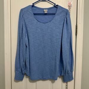 Chicos smocked sleeve size 3 XL BLUE LONG SLEEVE TOP